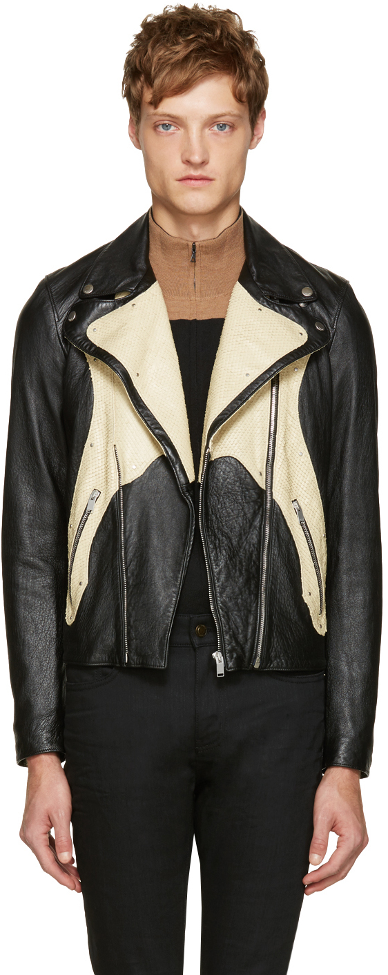 Saint-Laurent-Men-Black-Leather-Python-Jacket